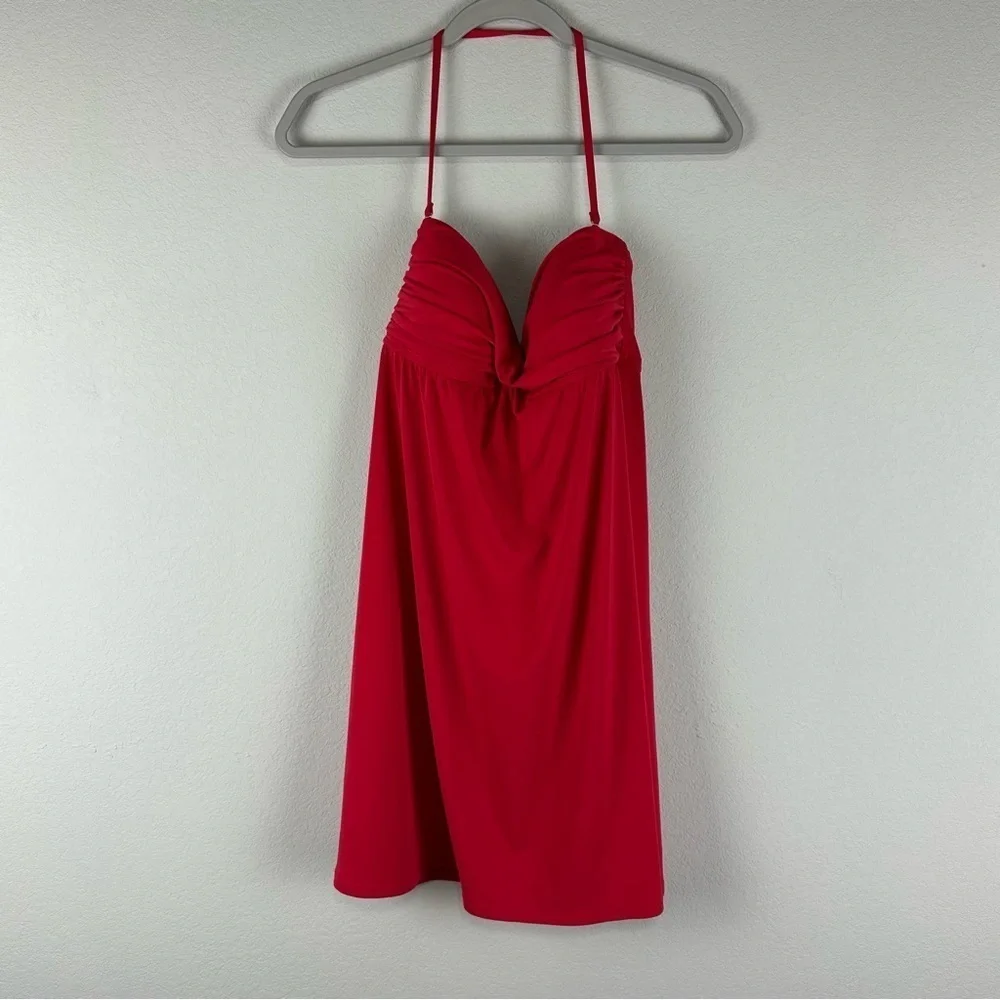 La Blanca by Rod Beattie Red Halter Swim Swimsuit Top Size Medium